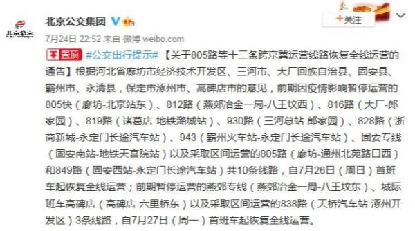 3条跨京冀公交线路停运(849路等16条跨京冀线路)