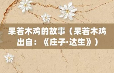 ​呆若木鸡的故事（呆若木鸡出自：《庄子·达生》）