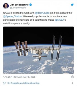 ​冲出地球：阿汤哥将合作NASA拍摄太空电影