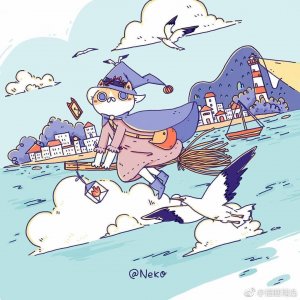 ​有关魔法猫咪的游历记可爱的小画有着可爱且神奇的故事来自画师@-猫