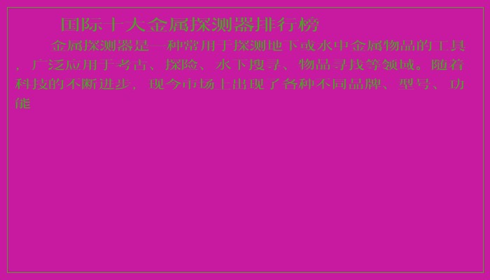 国际十大金属探测器排行榜