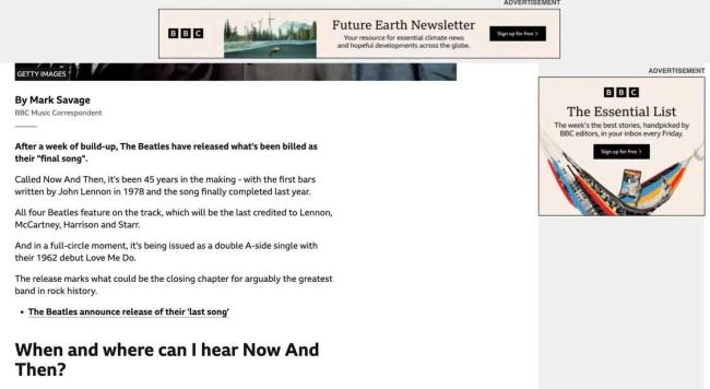 传奇摇滚乐队披头士最终单曲「Now And Then」发行