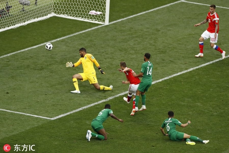 东道主俄罗斯5-0大胜沙特 创世界杯历史揭幕战最大分差