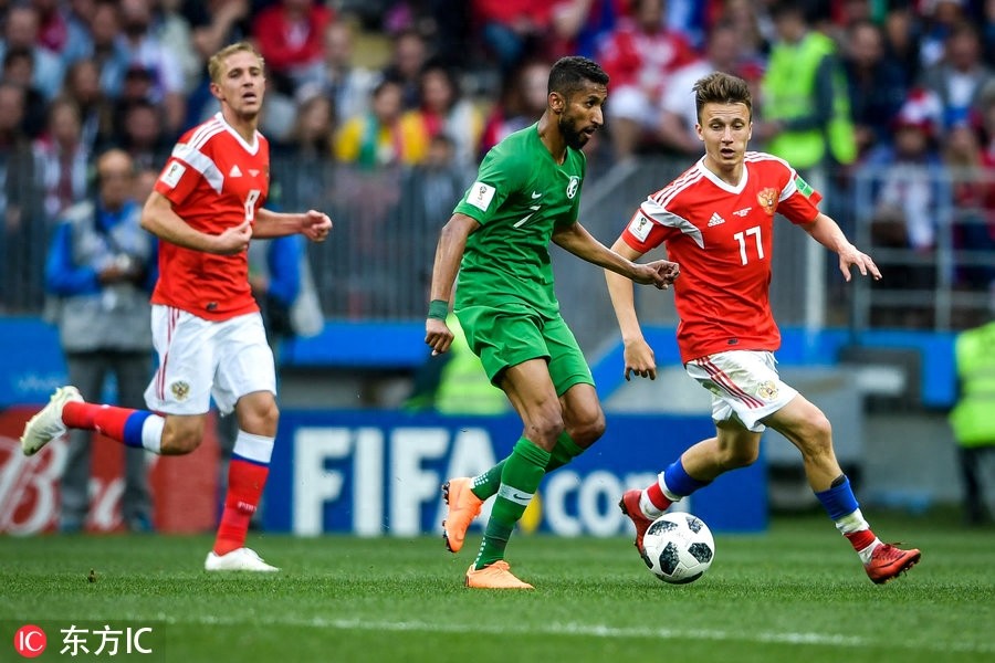 东道主俄罗斯5-0大胜沙特 创世界杯历史揭幕战最大分差