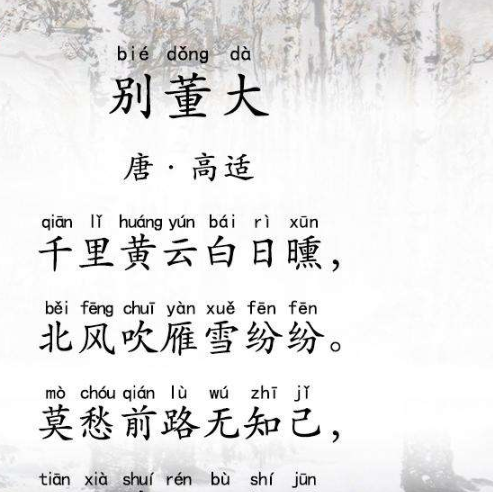 千里黄云白日曛北风吹雁雪纷纷的意思